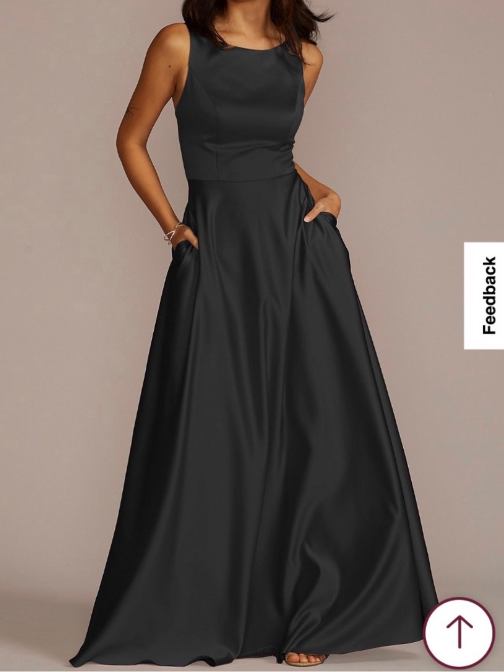 Elegant Black Satin A-Line Evening Dress